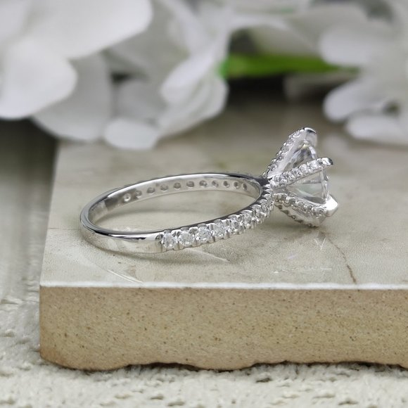 3Ct Moissanite Ring 6 Prong Solitaire Ring - Picture 2 of 4